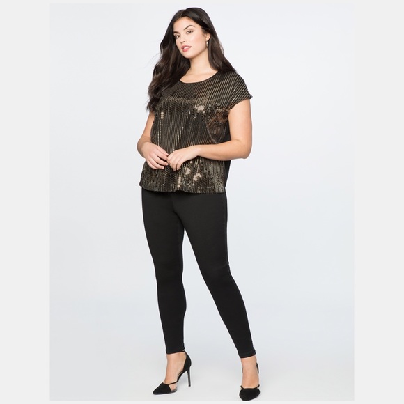 Eloquii Tops - NWT Eloquii Black and Gold Sequin Blouse